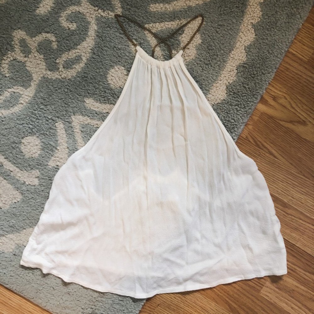 Creme Tobi Chain Strap Crop Top